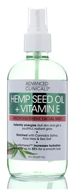 Advanced Clinicals Hemp + Vitamin E Micronutrient Skin Energizing, Instantly Hydrating Face Mist