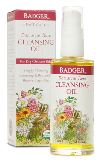 Badger Damascus Rose Face Cleansing Oil For Dry & Delicate Skin