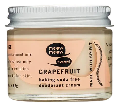 Meow Meow Tweet Deodorant Cream Grapefruit Baking Soda Free