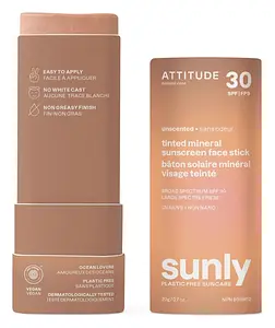 ATTITUDE Sunly Tinted Mineral Sunscreen Face Stick SPF 30