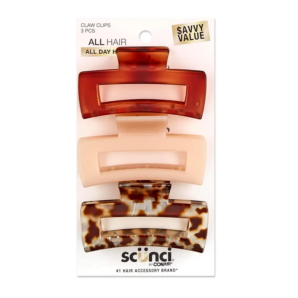 Scunci Claw Clip Tortoise, Taupe, Giraffe
