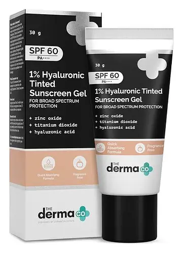The Derma Co 1% Hyaluronic Tinted Sunscreen Gel SPF 60