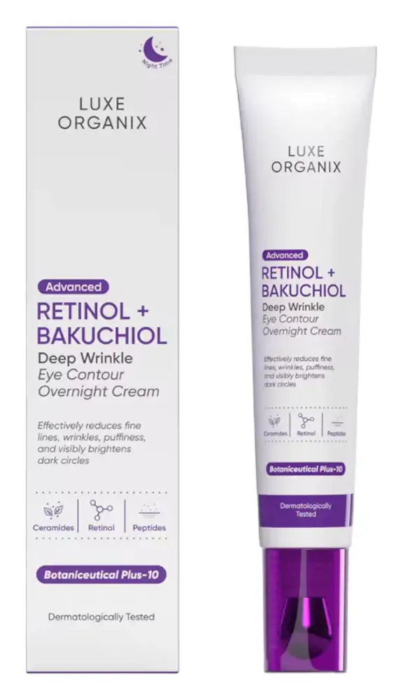 Luxe Organix Advanced Retinol + Bakuchiol Deep Wrinkle Eye Contour Overnight Cream