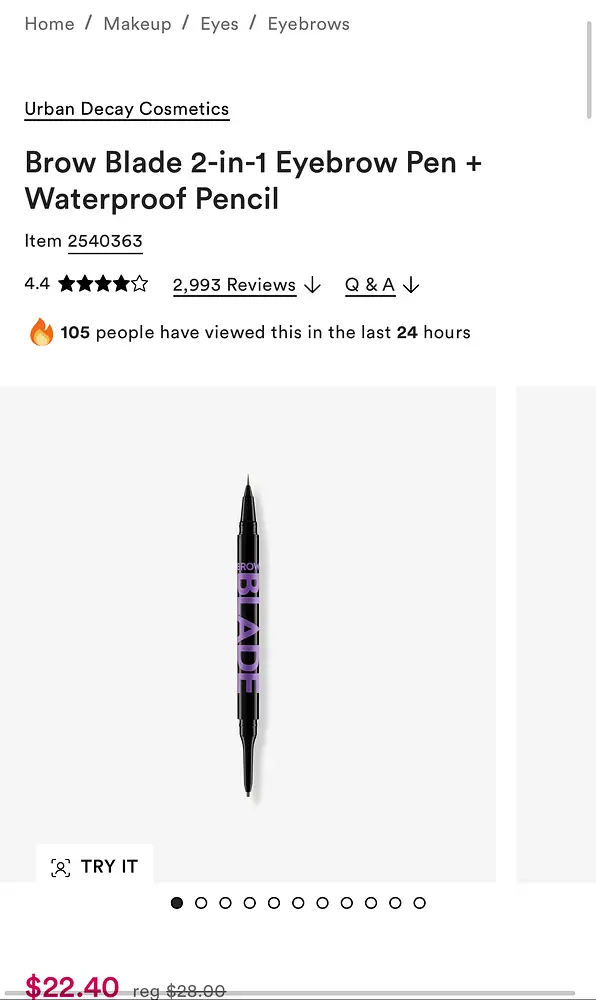 Urban Decay Brow Blade 2-in-1 Eyebrow Pen + Waterproof Pencil