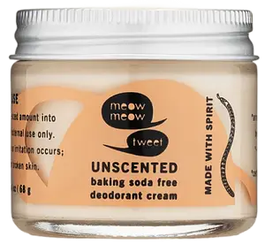 Meow Meow Tweet Deodorant Cream Unscented Baking Soda Free