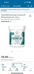 NatureWell Extra Virgin Coconut Oil Moisturizing Cream