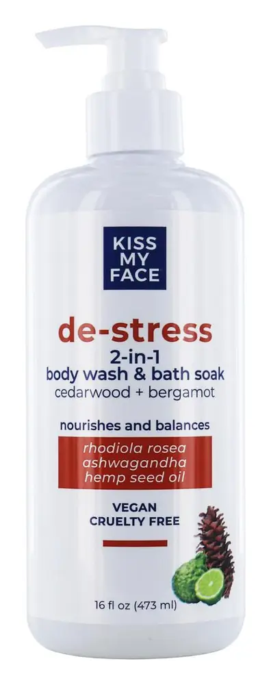 Kiss My Face De-Stress 2-In-1 Body Wash & Bath Soak Cedarwood + Bergamot