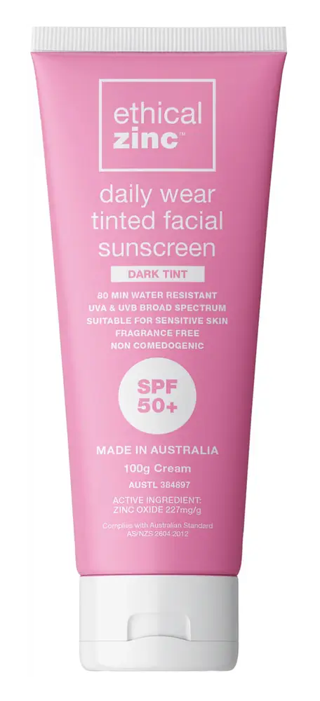 Ethical Zinc Daily Wear Tinted Facial Sunscreen SPF 50+ Dark Tint
