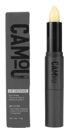 Camou Men's Lip Defense Double-Ended Color Adapt Lip Balm And Moisture Balm With SPF15