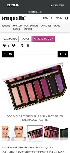 Too Faced Razzle Dazzle Berry Eye Shadow Palette
