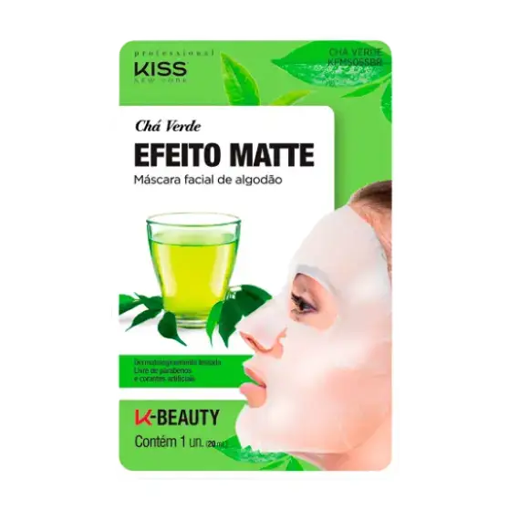 Kiss Máscara Facial De Algodão Chá Verde