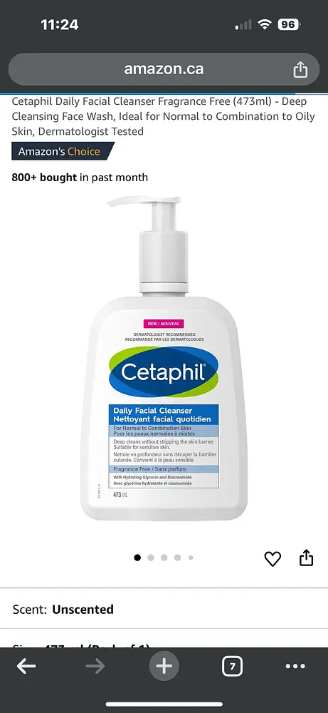 Cetaphil Deep Cleansing Face Wash, Ideal for Normal to Combination to Oily