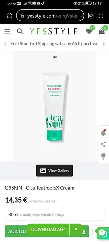 G9 Skin Cica Teatree ×5 Cream