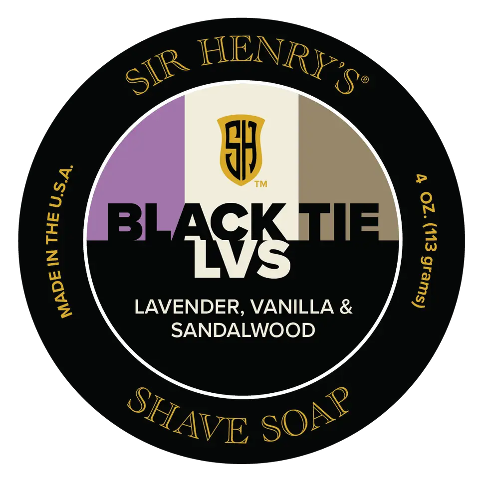 Sir Henry's Shave Soap Black Tie LVS Lavender, Vanilla, & Sandalwood