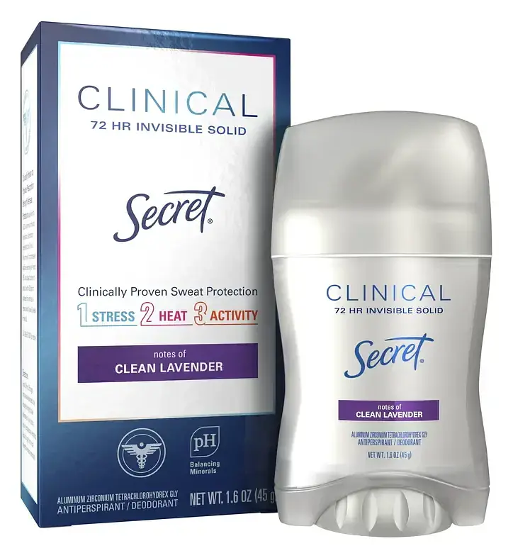 Secret Clinical Strength Invisible Solid Antiperspirant Deodorant Clean Lavender