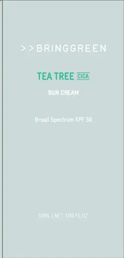 Bring Green Tea Tree Cica Sun Cream Broad Spectrum SPF 50 USA