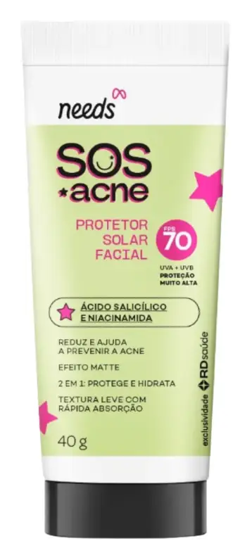 Needs SOS Acne Protetor Solar Facial SPF 70
