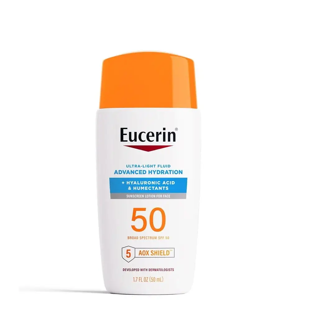 Eucerin Eucerin Sun Advanced Hydration Ultra-Lightweight Face Sunscreen SPF 50 with Hyaluronic Acid & Humectants, Hydrating Sunscreen for Face, Non Comedogenic and Hypoallergenic, 1.7 Fl Oz Bottle