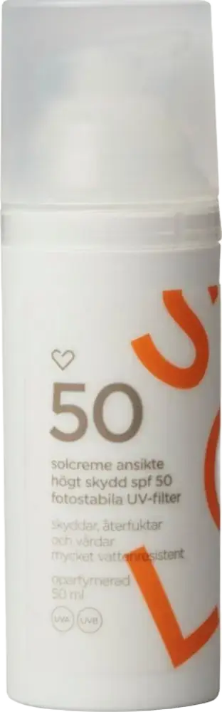 Hjärtats Solcreme Ansikte Oparfymerad SPF 50