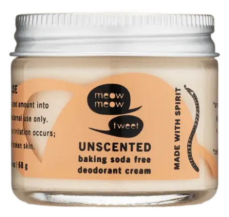 Meow Meow Tweet Deodorant Cream Unscented Baking Soda Free
