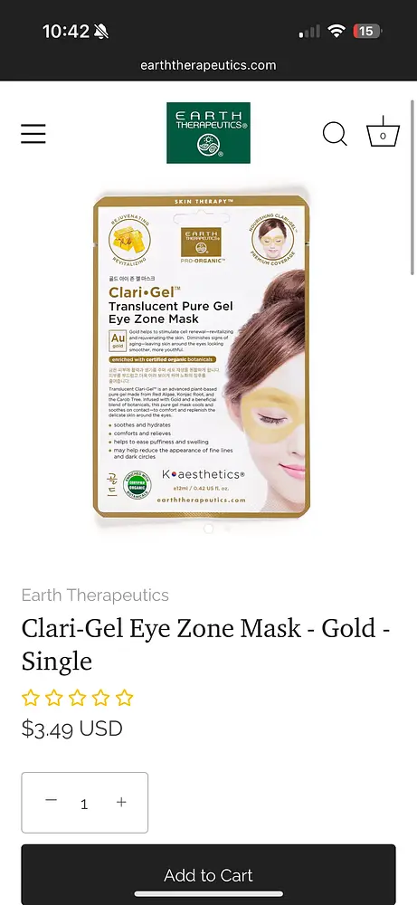 Earth Therapeutics Clari-Gel Eye Zone Mask Gold