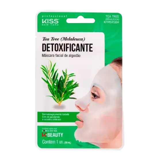 Kiss Máscara Facial De Algodão Tea Tree Melaleuca