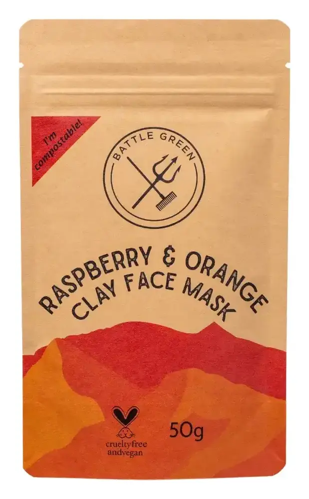 Battle Green Clay Face Mask Raspberry & Orange