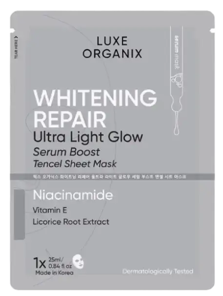 Luxe Organix Whitening Repair Ultra Light Glow Serum Boost Mask