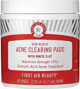 First Aid Beauty Skin Rescue Acne Clearing Pads with White Clay
