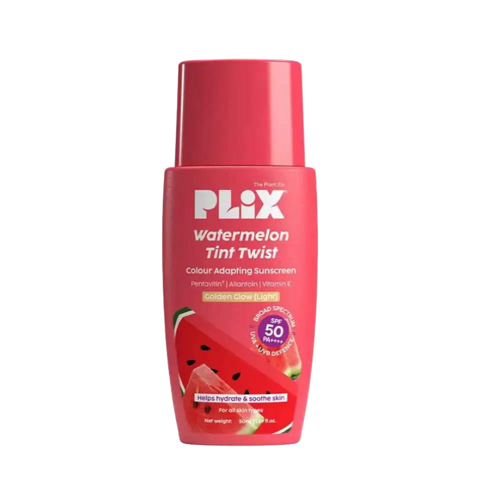 Plix Watermelon Tint Twist Colour Adapting Sunscreen SPF 50 PA++++ Golden Glow (Light)