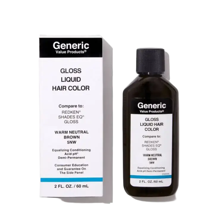 Generic Value Products Gloss Liquid Hair Color Compare To Redken Shades EQ Gloss 5NW Warm Neutral Brown
