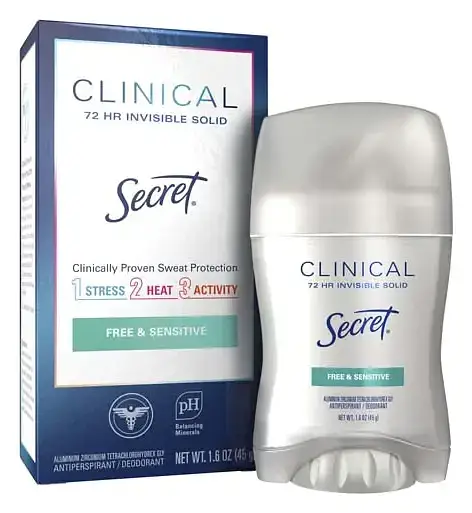 Secret Clinical Strength Invisible Solid Antiperspirant Deodorant Free & Sensitive