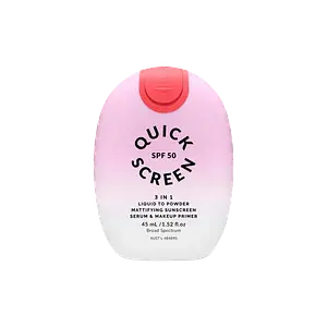 The Quick Flick Quick Screen SPF 50 3 In 1 Liquid To Powder Mattifying Sunscreen Serum & Makeup Primer Watermelon