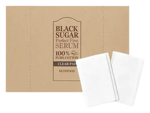 Skinfood Black Sugar Perfect First Serum 100% Pure Cotton Clear Pad