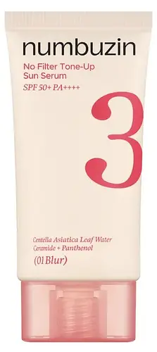 Numbuzin No.3 No Filter Tone-Up Sun Serum SPF 50+ 01 Blur