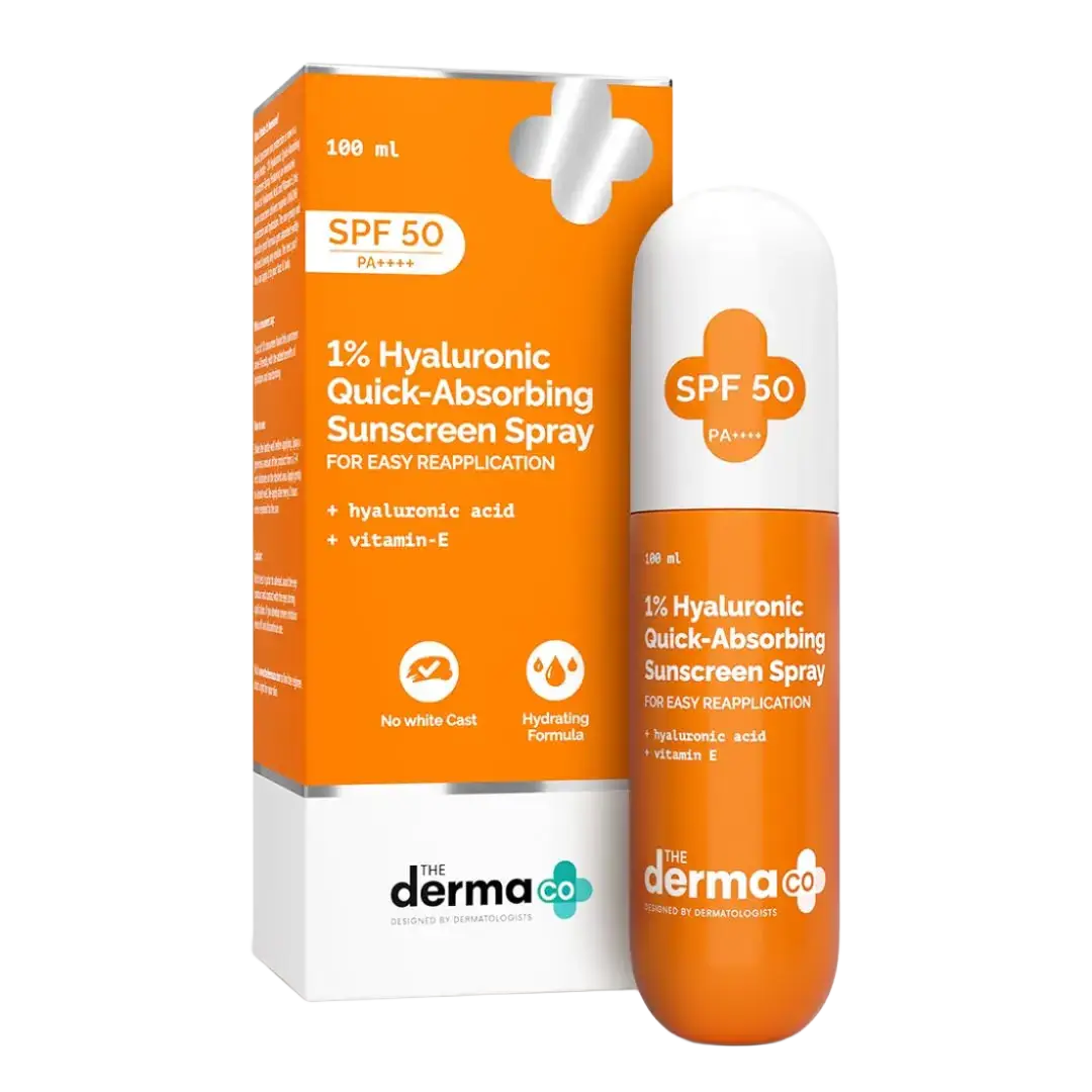 The Derma Co 1% Hyaluronic Quick-Absorbing Sunscreen Spray SPF 50
