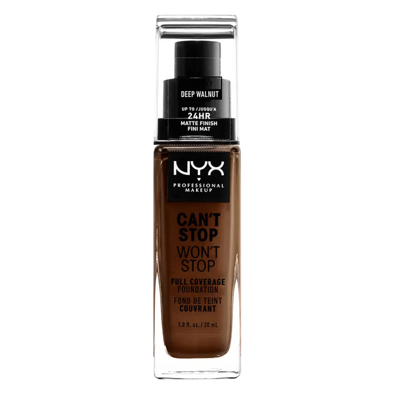 NYX Cosmetics Can't Stop Won't Stop Full Coverage Foundation 22.7 Deep Walnut