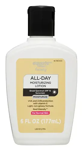 Equate Beauty All Day Moisturizing Sunscreen Lotion for Normal Skin, Broad Spectrum SPF 15