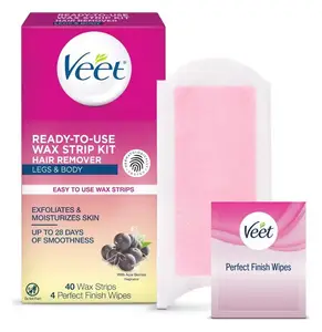 Veet Ready-To-Use Wax Strip Kit Hair Remover