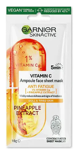 Garnier 1% Vitamin Cg + Pineapple Anti Fatigue Ampoule Sheet Mask
