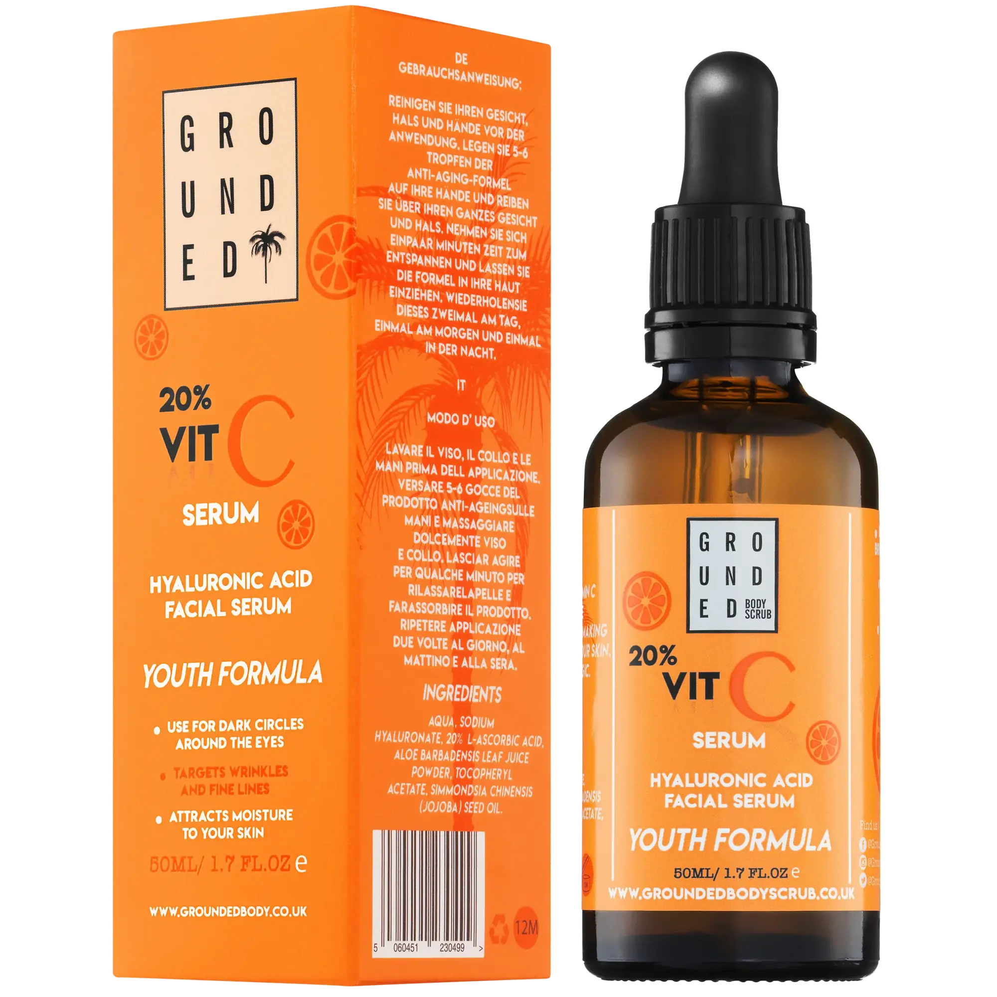Grounded 20% Vit C Hyaluronic Acid Facial Serum