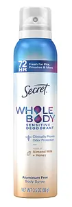 Secret Whole Body Aluminum Free Deodorant Spray Almond Milk & Honey