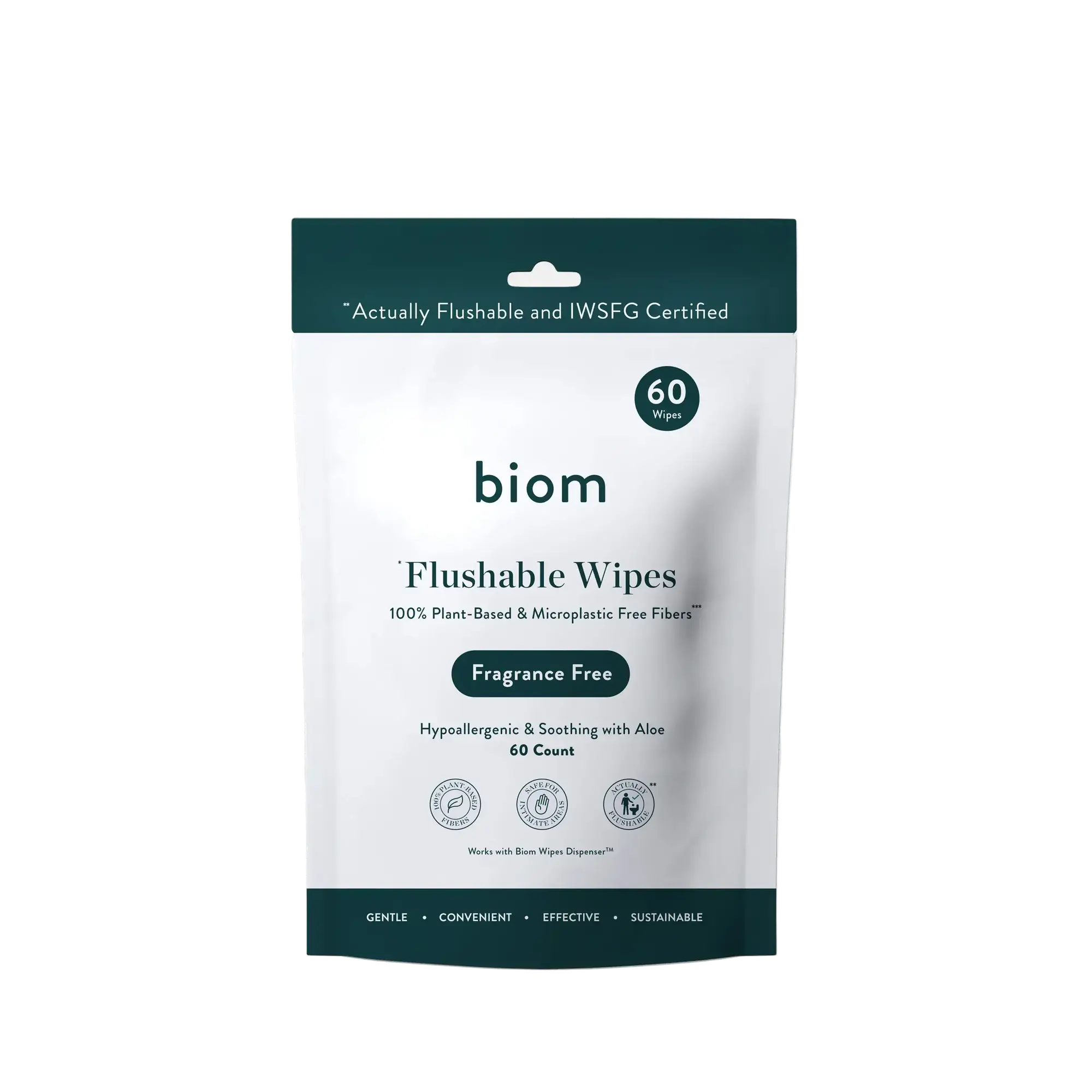 Biome Flushable Wipes Fragrance Free