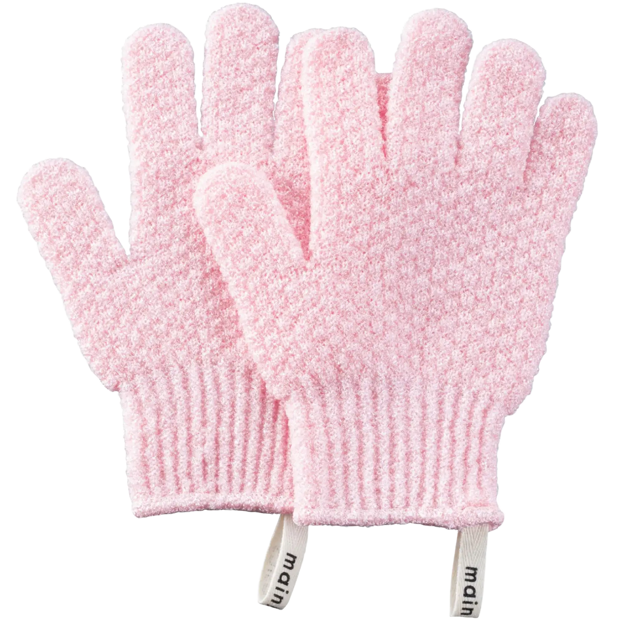 Mainbasics Exfoliating Bath Gloves Soft Pink