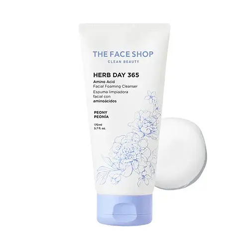 The Face Shop Herb Day 365 Amino Acid Facial Foaming Cleanser Peony