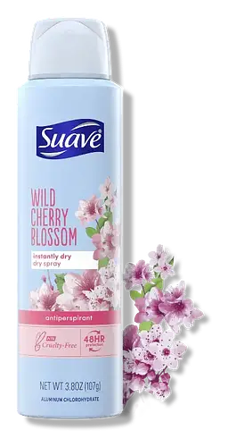 Suave Dry Spray Antiperspirant Deodorant Wild Cherry Blossom