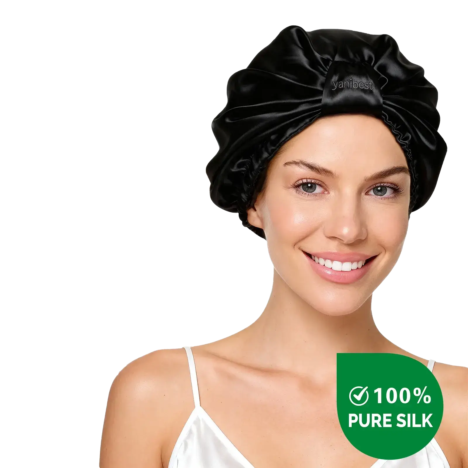 Yanibest Hisheen Silk 6A Mulberry Silk Bonnet Classic Turban Black