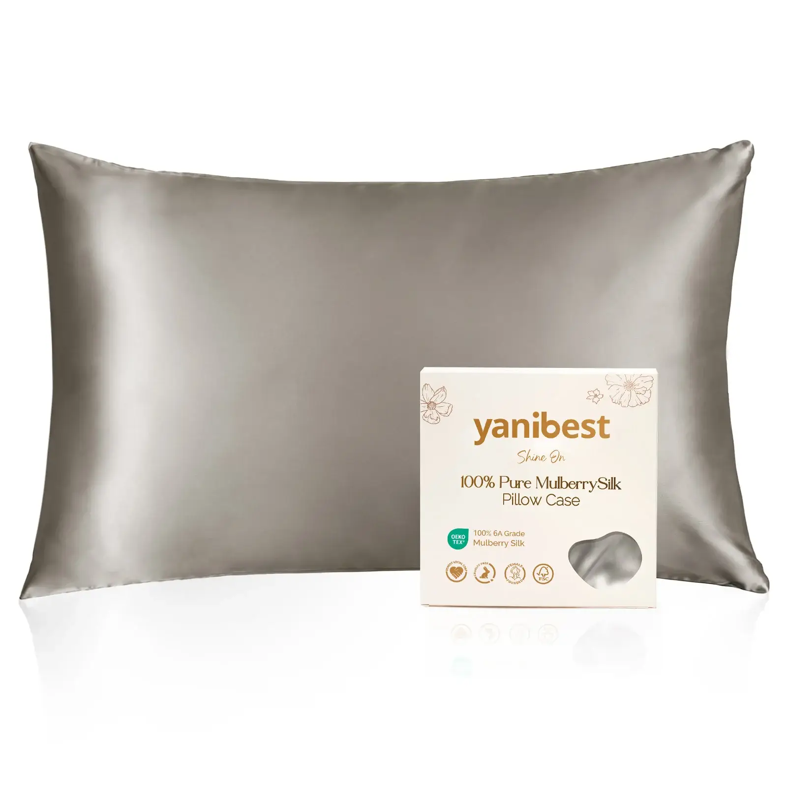 Yanibest 22 Momme Silk Luxury Pillowcase Morden Gray