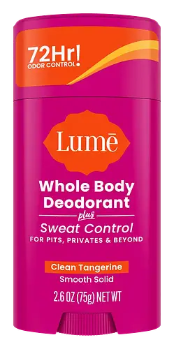 Lume Solid Stick Deodorant + Sweat Control Clean Tangerine