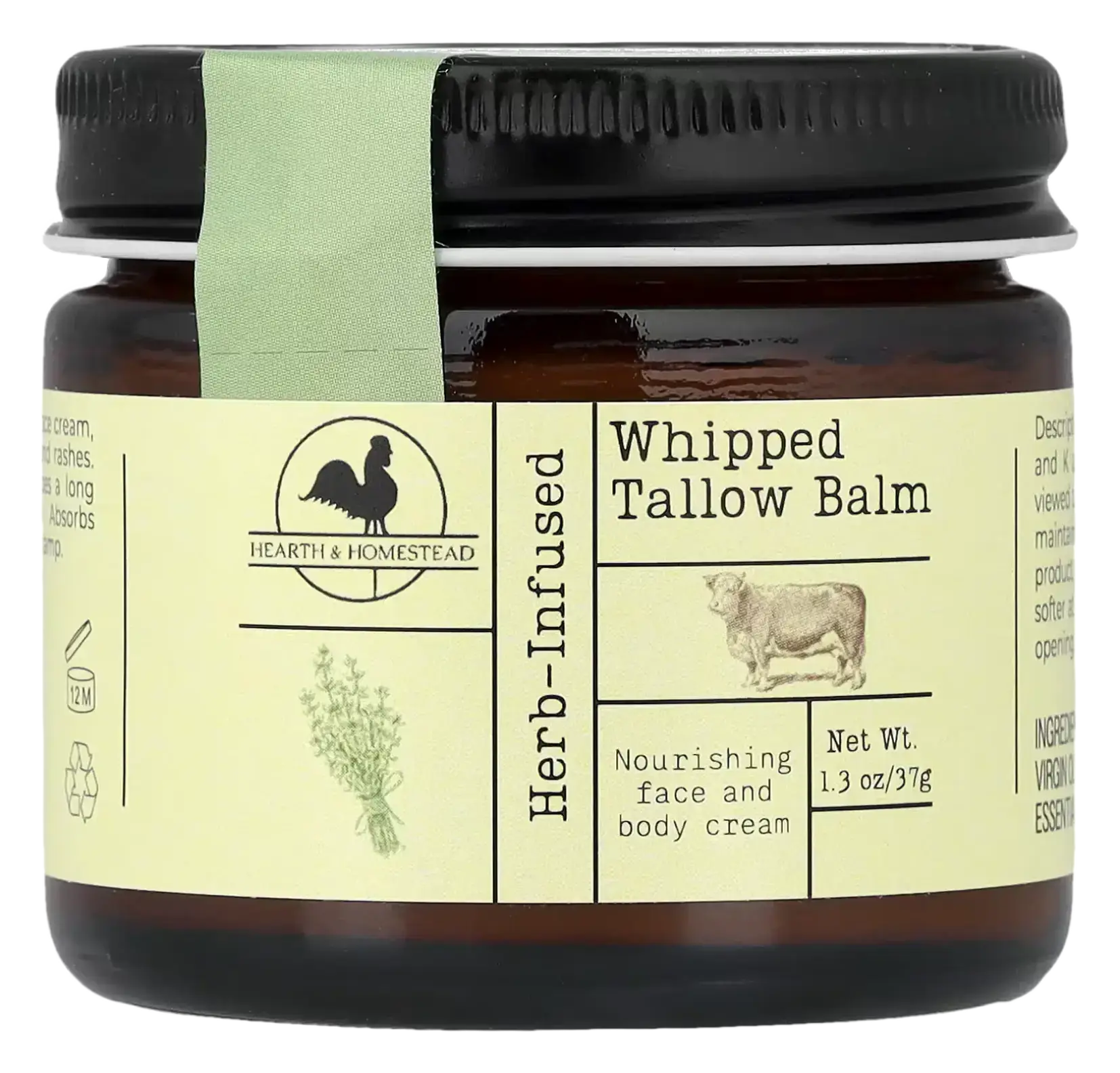 Hearth & Homestead Whipped Tallow Balm Herb-Infused (Unscented)